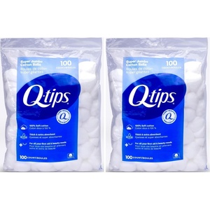 image:imageQTips Super Jumbo Cotton Balls for Beauty First Aid and Baby Care 100 Thick Cotton 100 Count100 Count Pack of 2