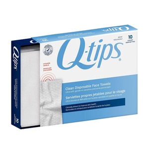 image:imageQtips Clean Disposable Face Towels for Cleansing 100 Cotton 10 Count