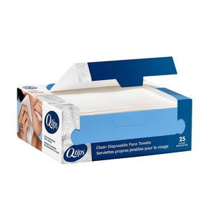 image:imageQtips Clean Disposable Face Towels for Cleansing 100 Cotton 25 Count