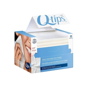 image:imageQtips Clean Disposable Face Towels for Cleansing 100 Cotton 50 Count